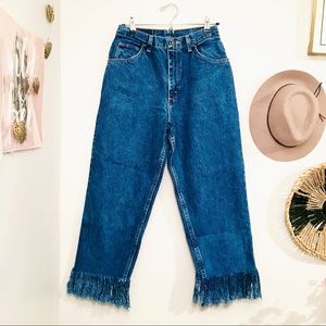 Vintage Fray Hem 90s Mom Jeans Fray Fringe